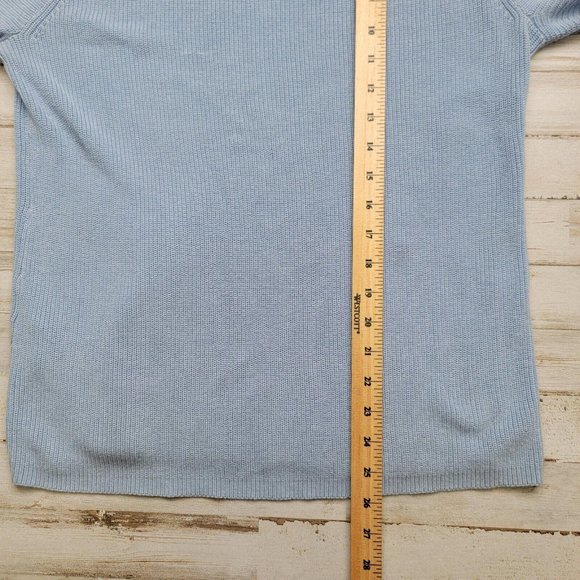 Chico's Size 1 Medium Blue Long Flare Sleeve Knit Pullover Sweater - Picture 5 of 6